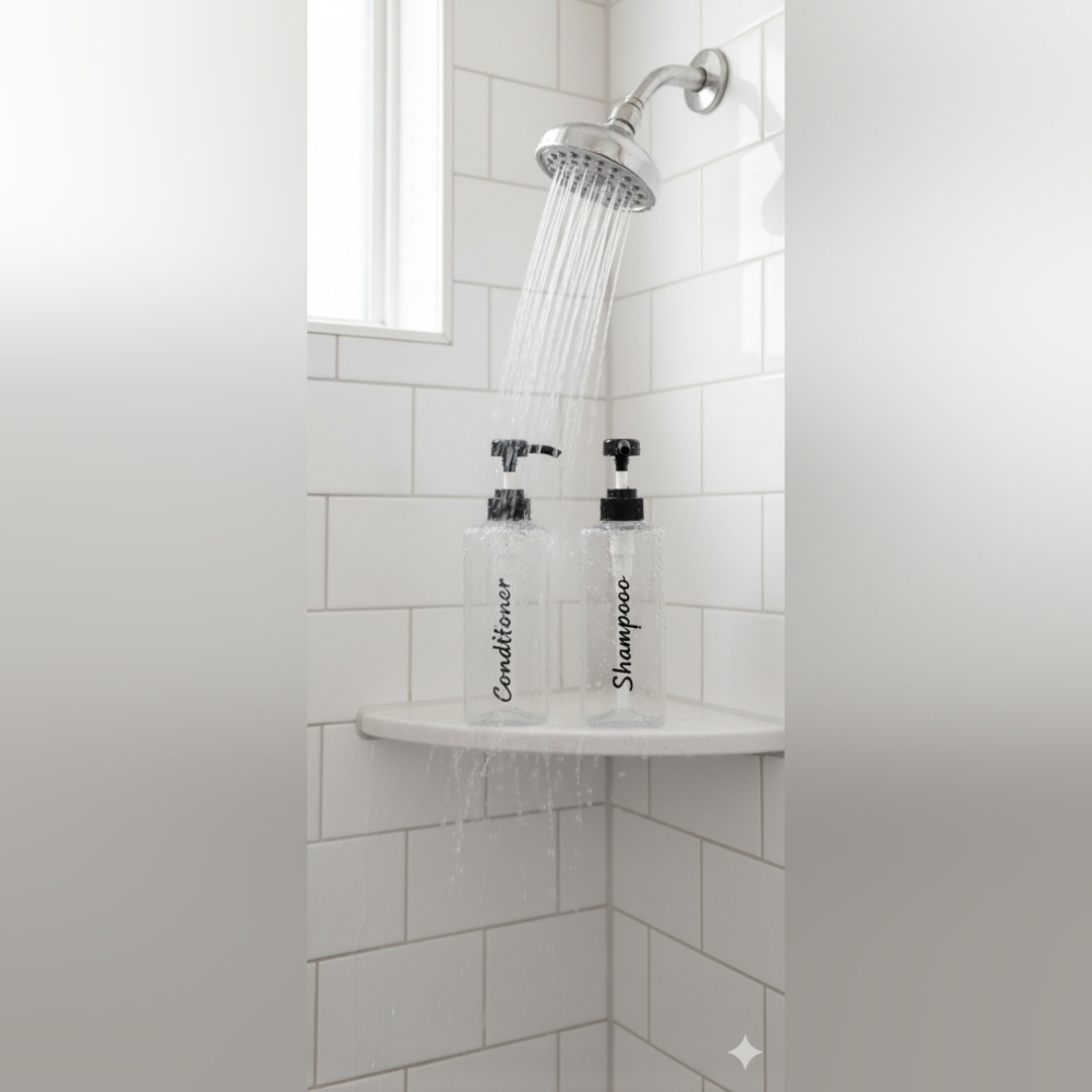 Refillable Shampoo And Conditioner Bottles (Clear 21oz)